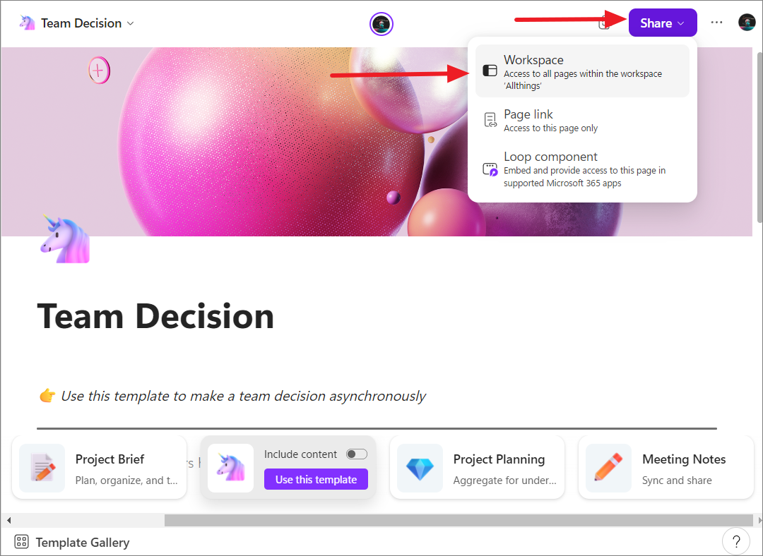 Cómo compartir un espacio de trabajo en Microsoft Loop - Tiempo de Frikis