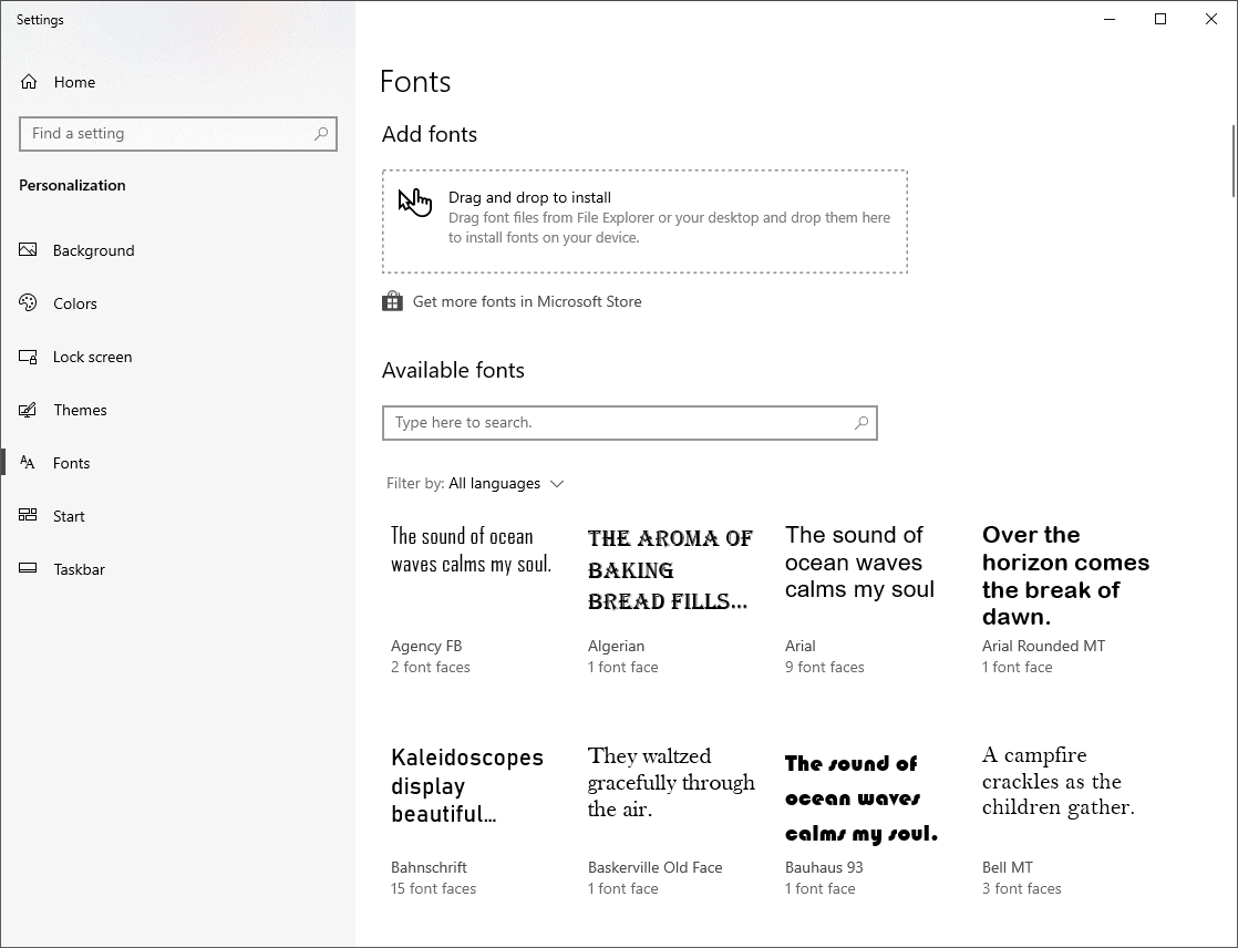 Cómo instalar fuentes en Windows 10