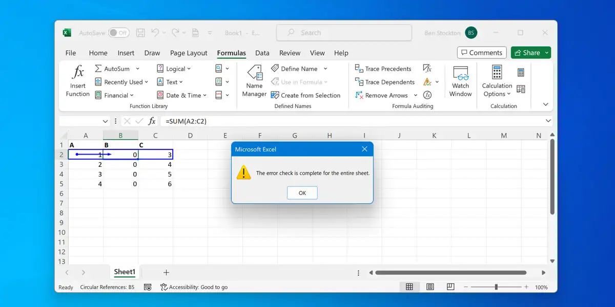 Come trovare riferimenti circolari in Microsoft Excel