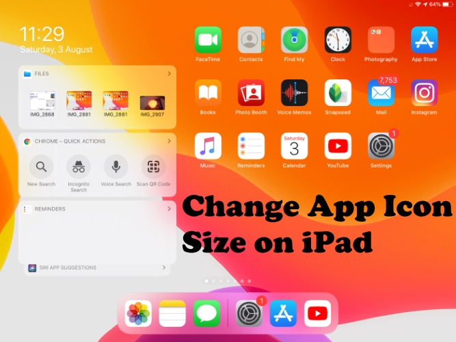 Como alterar o tamanho do iPad iCon no iPadOS 15, ícones muito pequenos no iPadOS