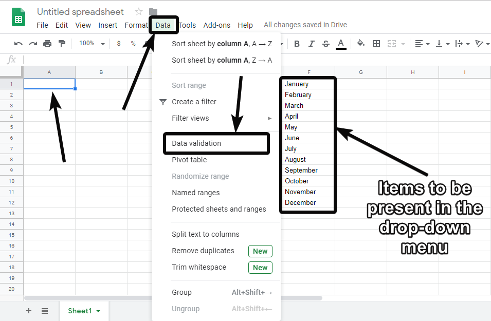 Cómo crear menús desplegables en Google Sheets para limitar el contenido de una celda