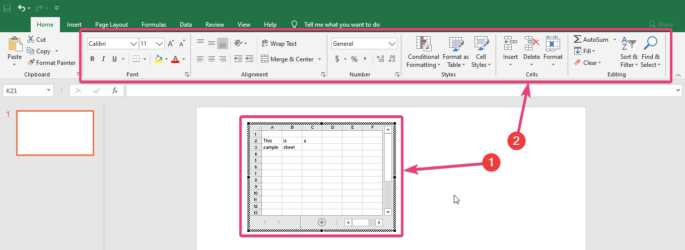 Cómo mostrar hojas de Microsoft Excel a PowerPoint Presentation