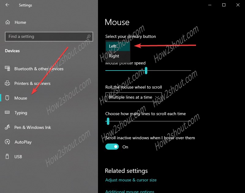 Como alternar o botão principal do mouse no Windows 10 para usuários canhotos