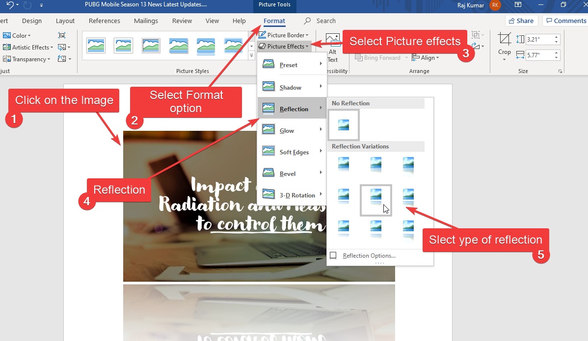 Comment obtenir l'image miroir ou la réflexion sur l'eau d'un texte sur Microsoft Word