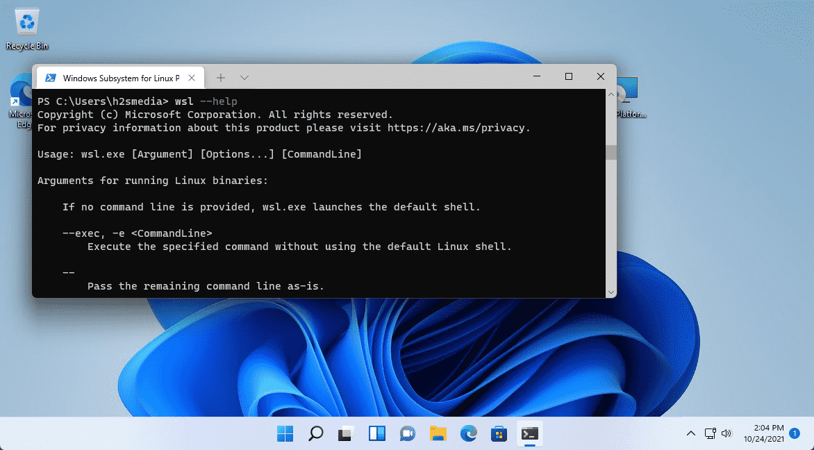 Instale el subsistema WSL- Windows para Linux en Windows 11