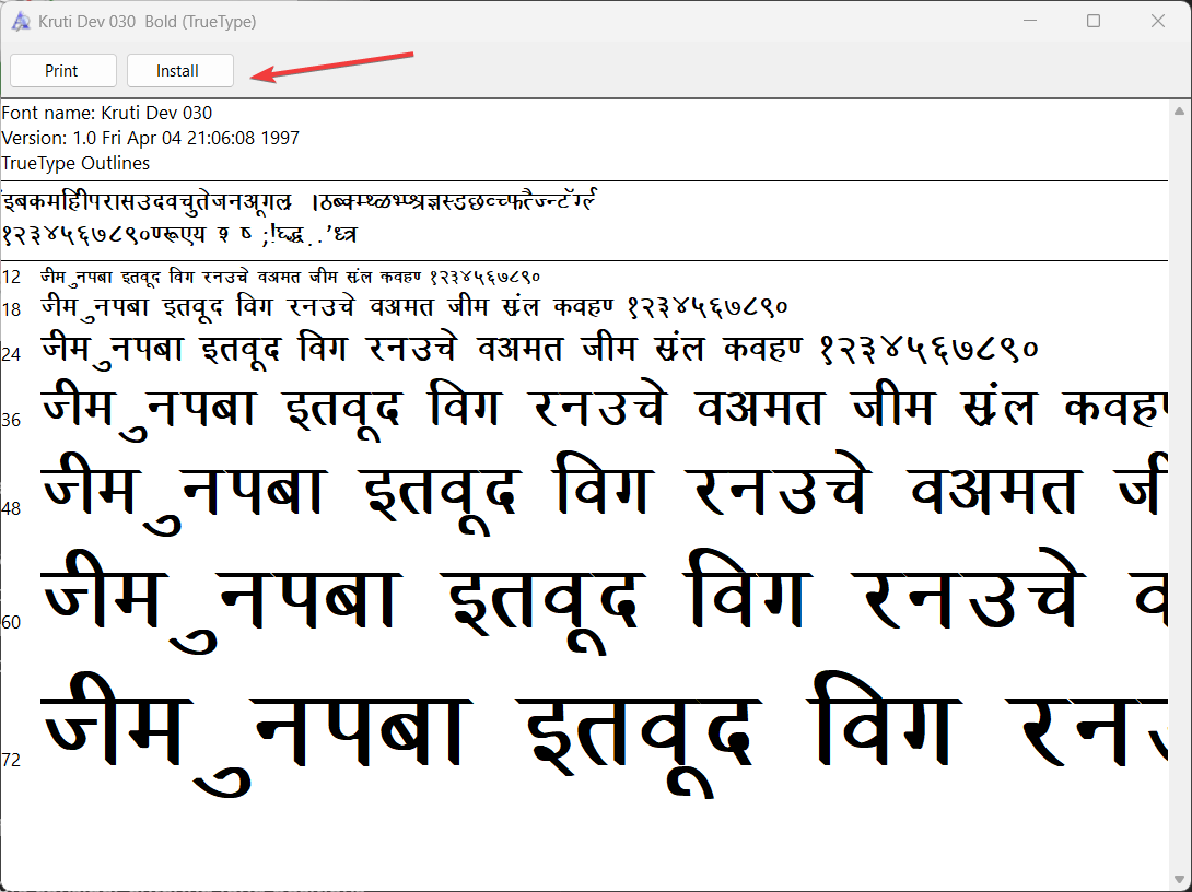 Kaip įdiegti „Kruti Dev“ šriftą „Windows 11“