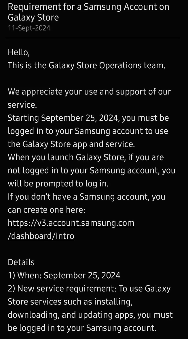 Samsung justerar Galaxy Store, du måste logga in för att ladda ner appen