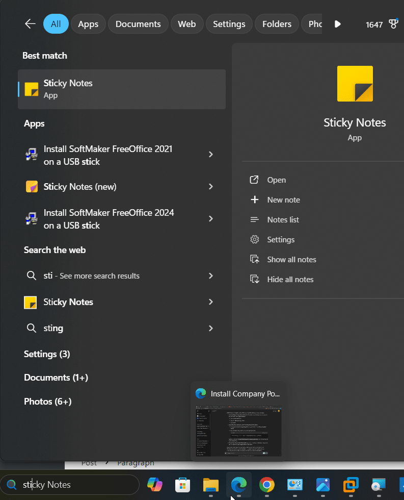 Come installare Sticky Notes senza Microsoft Store su Windows 11