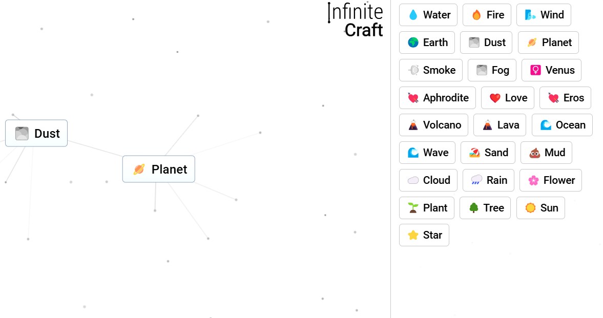 Cómo hacer un planeta en Infinite Craft Neal Fun en 2 pasos