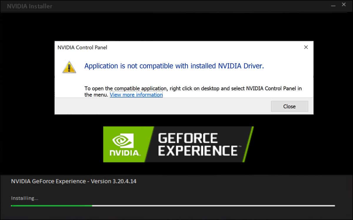 El panel de control NVIDIA FIX no es compatible con el controlador ...