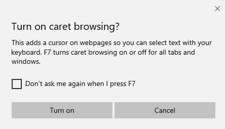 ¿Qué es Caret Browsing? ¿Cómo se usa en Internet Explorer o Edge?