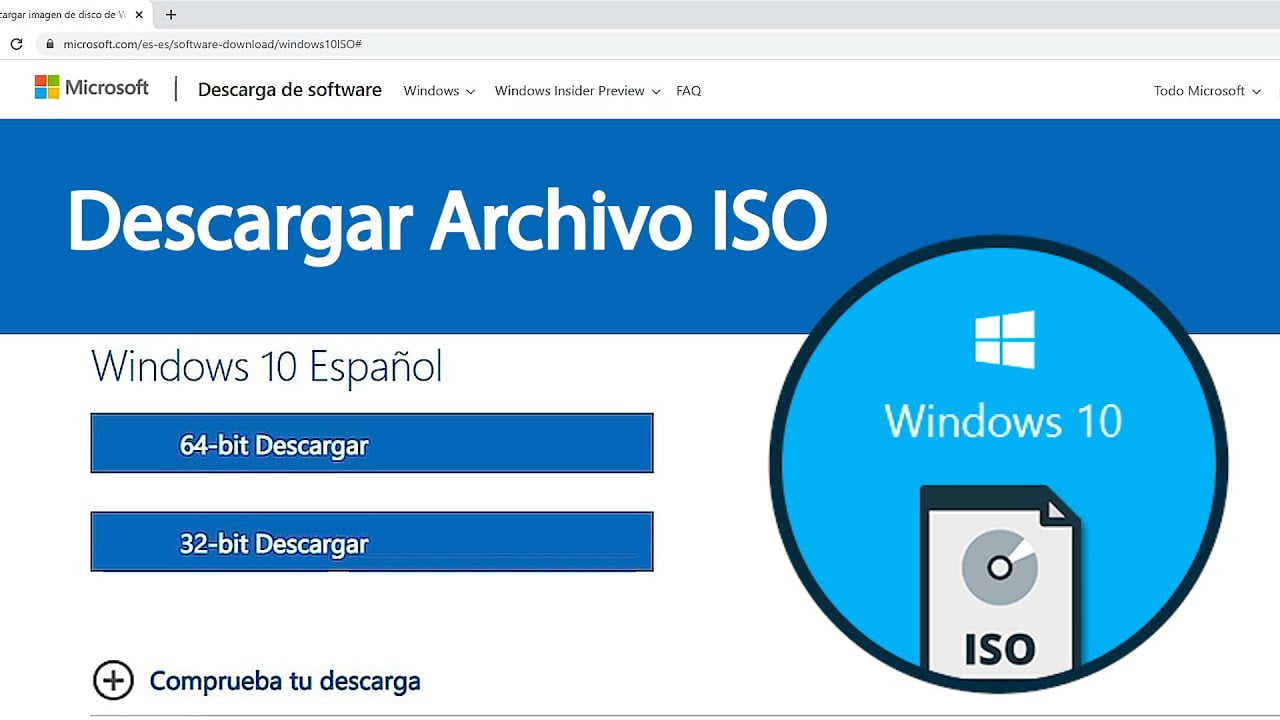 ¿Cómo descargar ISO de Windows 10 32 bits?