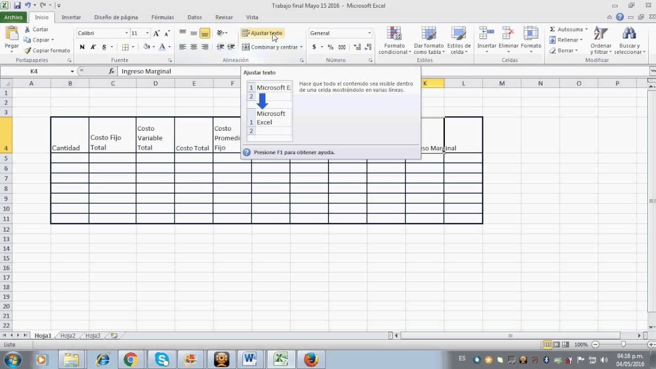 Cómo envolver una celda de Excel