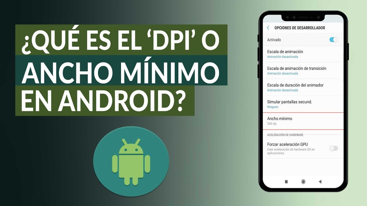 Qual é a menor largura do Android?