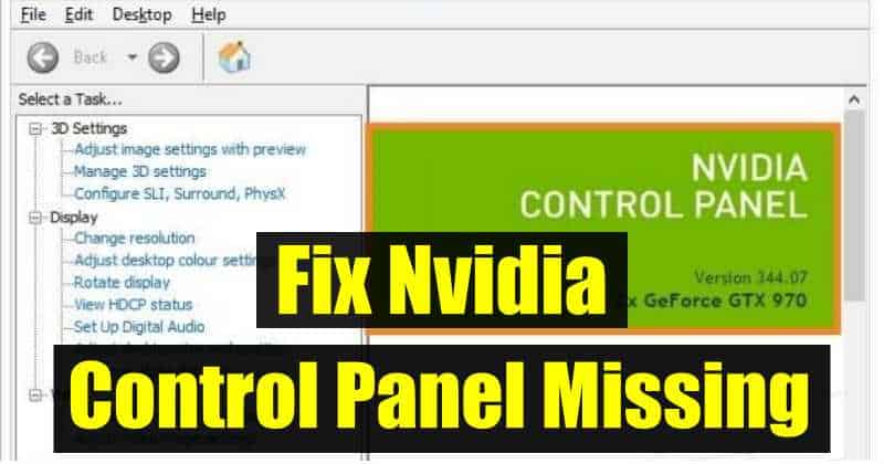 REVISIÓN: Falta el panel de control de NVIDIA en Windows 10