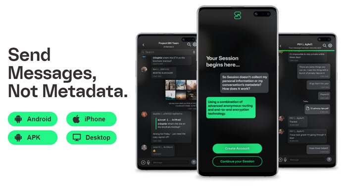 Session messaging app tilbyder stærkere sikkerhed; og intet telefonnummer påkrævet!