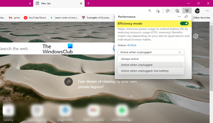 Cómo deshabilitar o habilitar el modo de eficiencia en Microsoft Edge