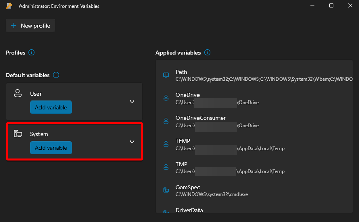 PowerToys Environment Variable Editor