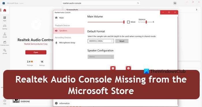 Realtek Micro Falta la consola de audio Realtek en Microsoft Store - Tiempo de Frikis