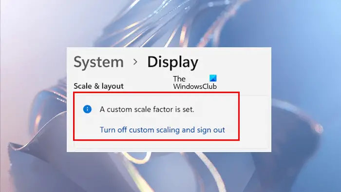 Um fator de escala personalizado é definido como erro no Windows 11/10