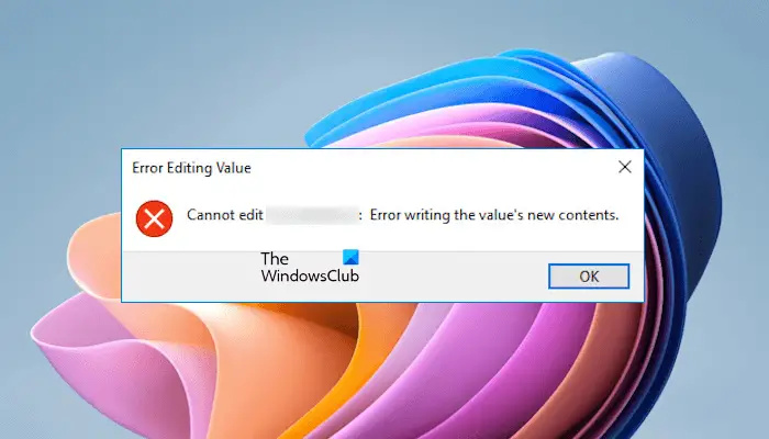 Error al escribir el nuevo contenido del valor en el Registro de Windows 11