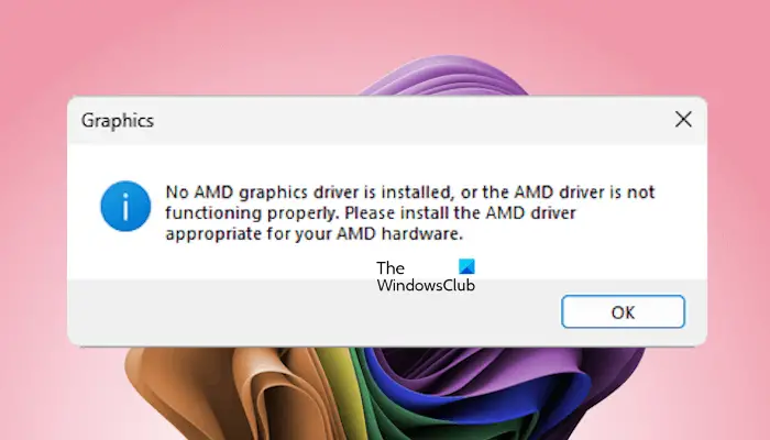 Ingen AMD-grafikdrivrutin är installerad fel på Windows 11 [Fix]