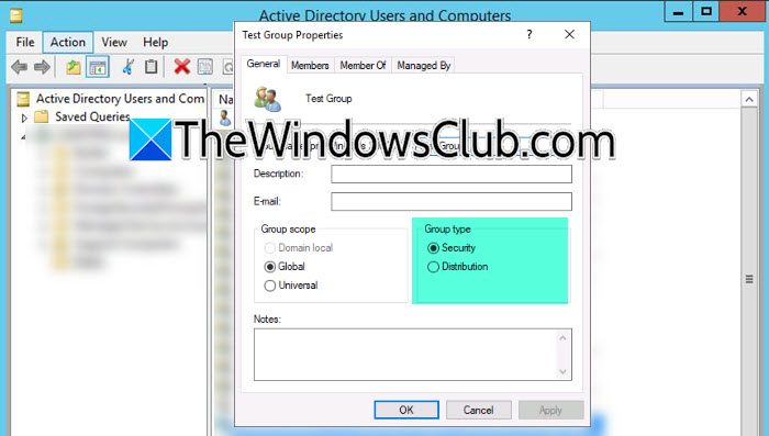 Converter grupos de distribuição em grupos de segurança no Windows Server