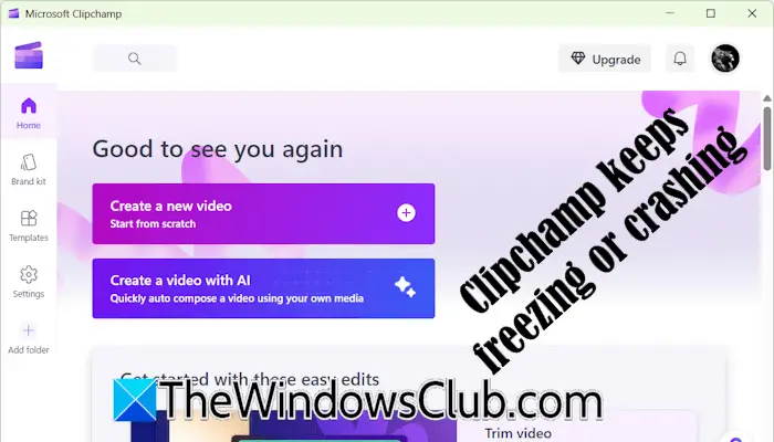 Clipchamp fryser eller kraschar hela tiden i Windows 11