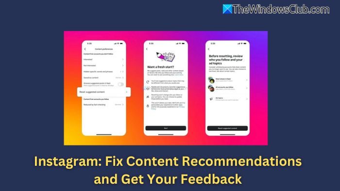 Redefinir algoritmo do Instagram: corrigir recomendações de conteúdo e obter seu feedback