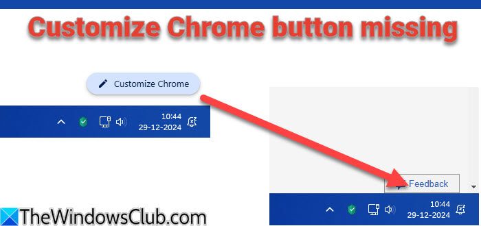 Botão personalizar o Chrome ausente; Como recuperá