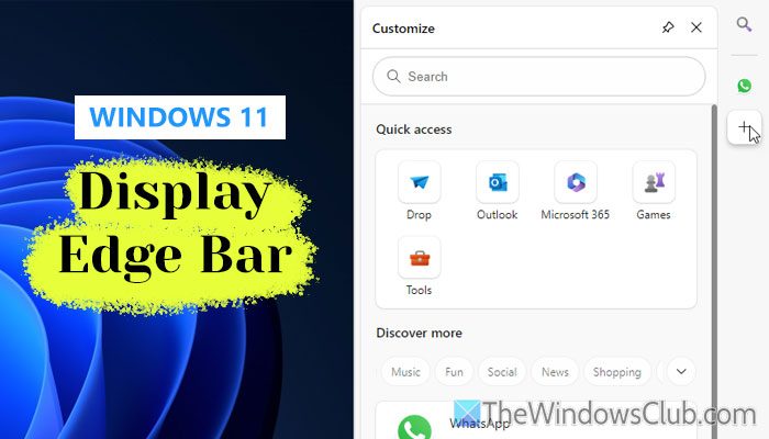 Rodyti kraštinę juostą „Windows 11“ darbalaukyje