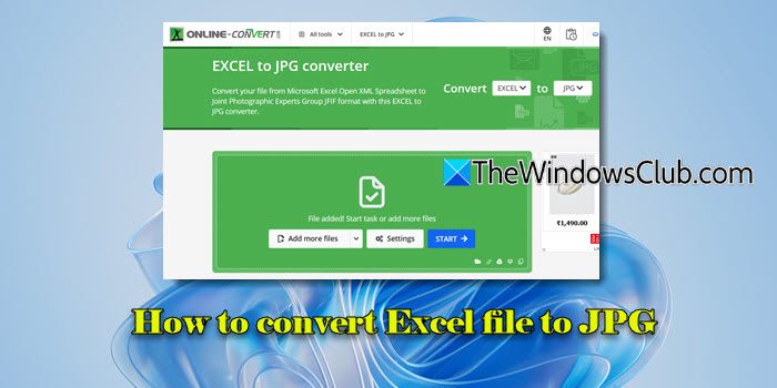 Como converter arquivo Excel para JPG