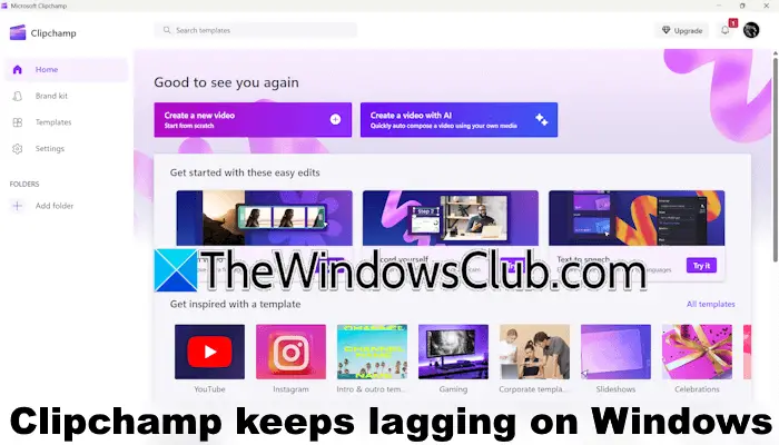 „Clipchamp“ vis atsilieka, buferija ar mikčiojimas „Windows 11“