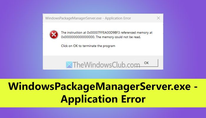 WindowspackageManagerServer.exe Erro do aplicativo [FIX]