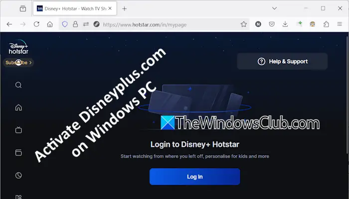 Jak rozpocząć aktywację Disneyplus.com przy użyciu loginu/rozpoczęcia na komputerze z systemem Windows