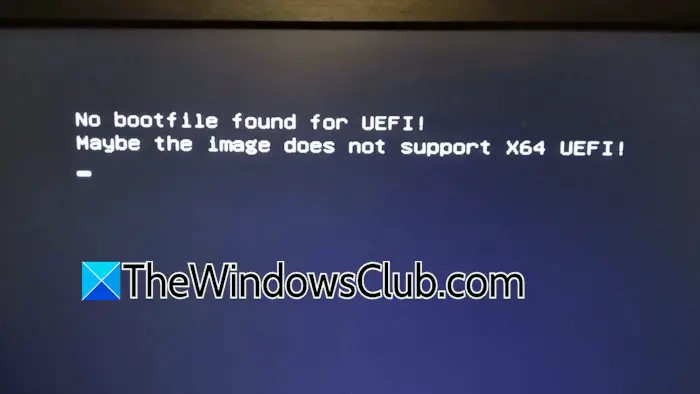 UEFI için bootfile bulunamadı! Belki görüntü x64 uefi'yi desteklemez