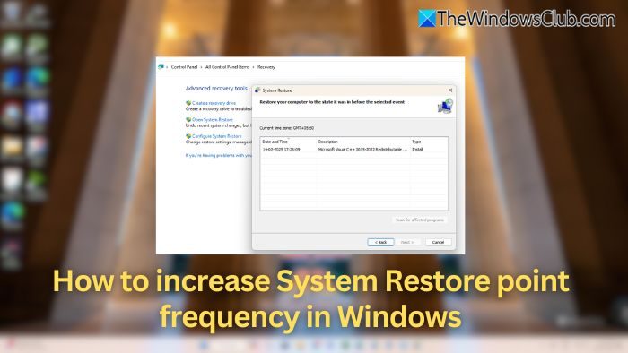 So erhöhen Sie die Häufigkeit der Systemwiederherstellungspunkte in Windows 11