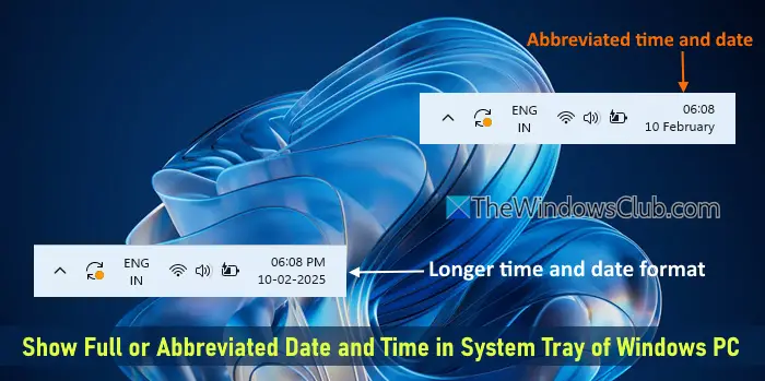 Mostra data e ora completa o abbreviata nel vassoio di sistema di Windows 11