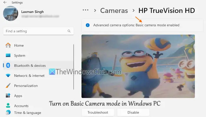 Įjunkite pagrindinį fotoaparato režimą „Windows 11“, kad apribotumėte fotoaparato funkcijas