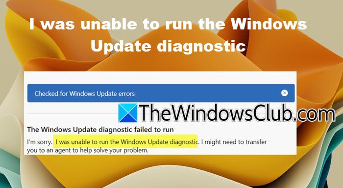 No pude ejecutar el diagnóstico de Windows Update