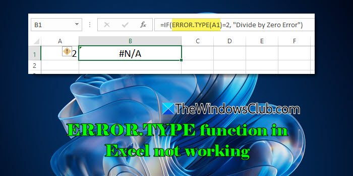 Error. La función de tipo en Excel no funciona