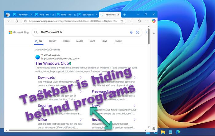 La barra de tareas se esconde detrás de los programas en Windows 11
