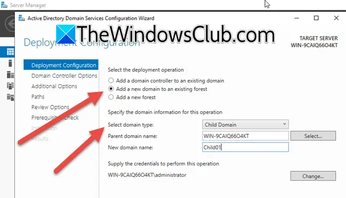 Come creare un dominio per bambini e alberi in Windows Server