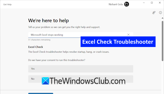 Use el Subroyector de Excel para solucionar los problemas de Excel en Windows 11