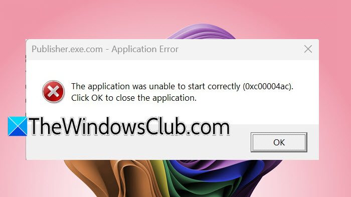 Aplikace nebyla schopna začít správně (0xc00004ac)