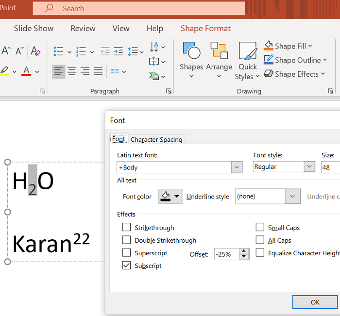 Як відформатувати текст як верхній або нижній індекс у Word, Excel ...