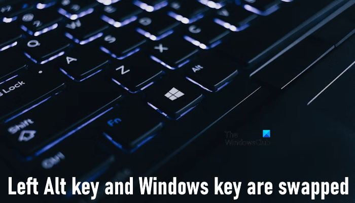 У Windows 11/10 ліва клавіша Alt і клавіша Windows поміняні місцями ...
